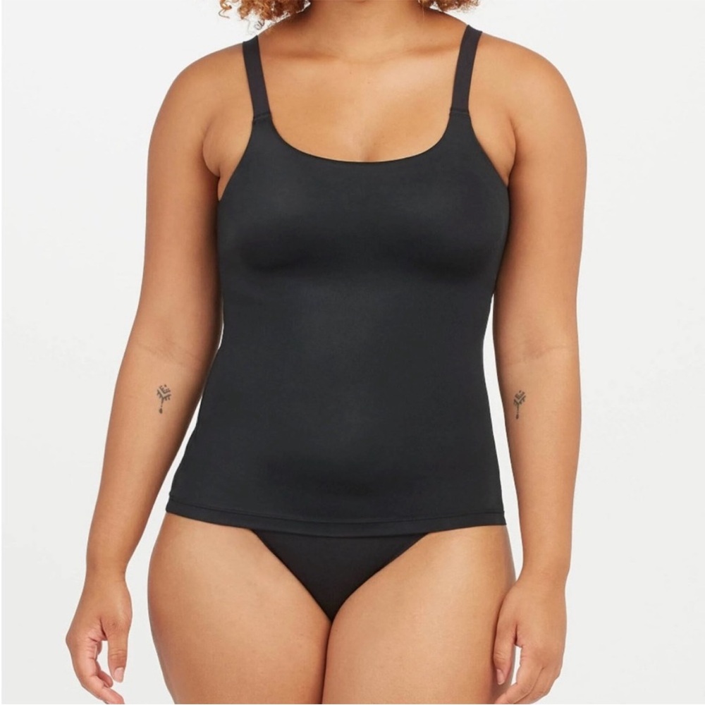 Spanx L One-and-Done Smoothing Cami 0372 built-in bra tank top black large shelf